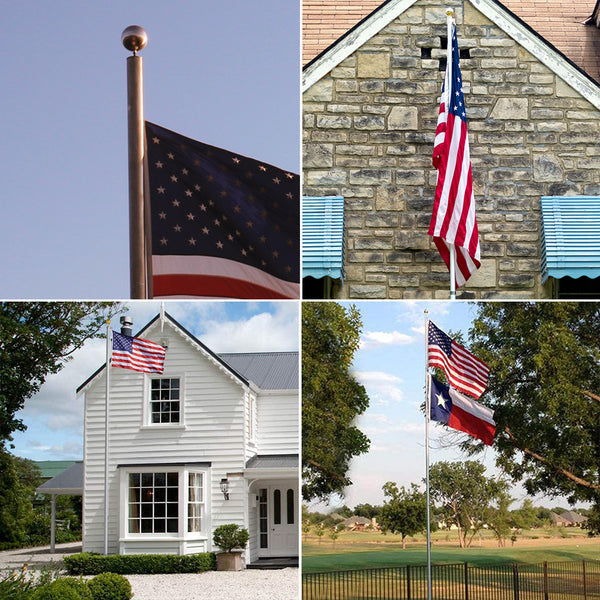 Flag Poles for Outside House 20 Ft Residential Sectional Pole Kit Heavy Duty Telescoping Flag Pole Inground with 3’x5’ Embroidered American Flag