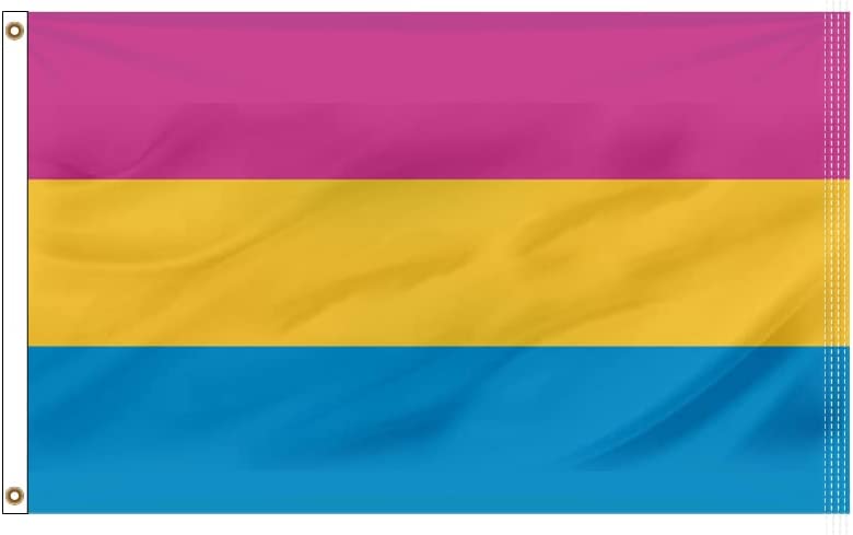 Pansexual Pan Gay Pride Flag 3x5 Heavy Duty Polyester LGBT Omnisexual Rainbow Equality Flags for Outdoor Wall with Brass Grommets & Durable Header