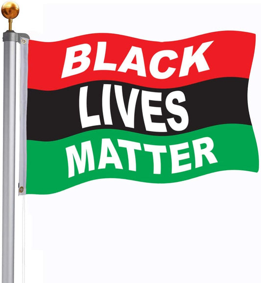 Black Lives Matter Afro Flag 3x5 ft Outdoor Pan African Red Black Green Flags Banner with Grommets