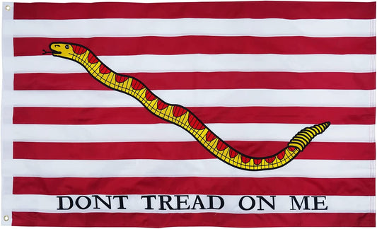 SYII Dont Tread On Me Gadsden 1st Navy Jack American Flags 3x5 Feet Made in USA, Double Sided Embroidery Red Snake US Flag, Heavy Duty Polyester Outdoor Banner with 2 Brass Grommets