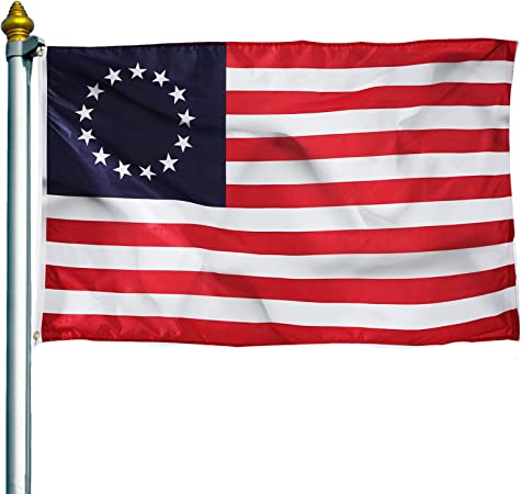 Betsy Ross Flag 3x5 Outdoor Made in USA 13 Stars Colonies Flags with Canvas Header 2 Brass Grommets for Outside