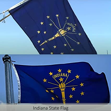 Indiana Flag 3x5 ft Double Sided 3 Layers Polyester Indiana State Flags Made in USA Vivid Color and Fade Proof State of Indiana Flags with 2 Brass Grommets(Indiana)