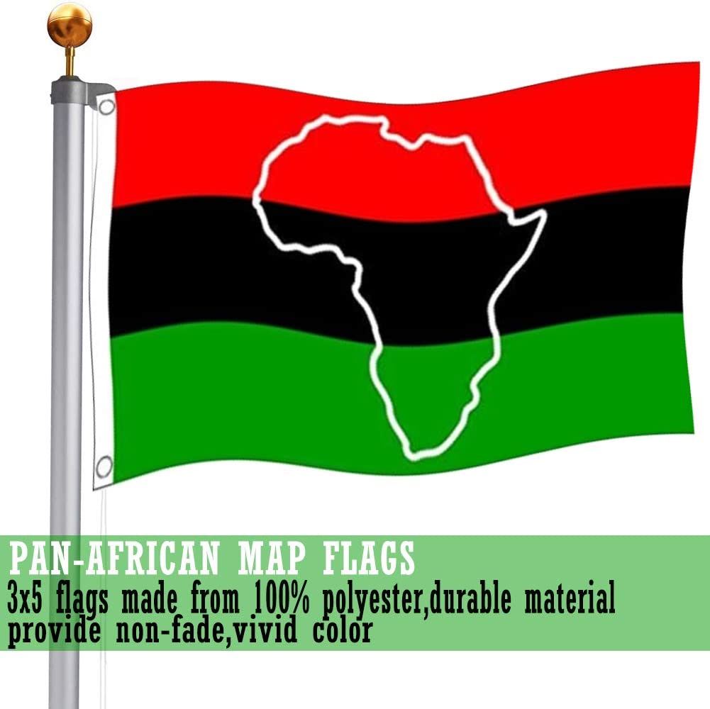 Afro Flag Pan African Map - Afro-American Flags Outdoor 3 X 5 FT Brass Grommets for African Home Decor Outdoor Indoor (Afro Flag)