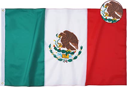 Mexican Flag Bandera de Mexico 3X5 Embroidered Flags Sewn Stripes 240D Heavy Duty MX National Flag for Indoor/Outdoor