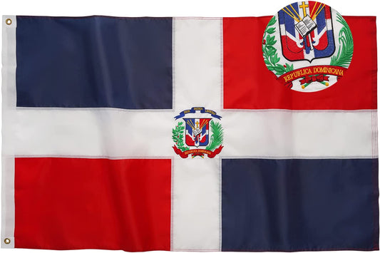 Dominican Flag 3x5 Ft Dominican Republic Flags Embroidered Large Dominican Flag Heavy Duty Outdoor for Wall Deco