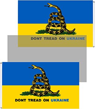 Ukrainian Flag 3x5 Outdoor - Ukraine Flags National Polyester Double Stitched Vivid Color with 2 Brass Grommets (Dont Tread on Ukraine Double Side)