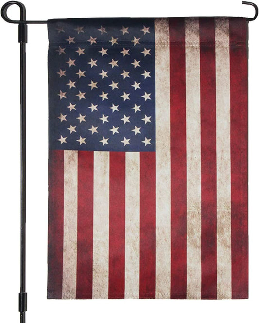 Tea Stained Patriotic American Garden Flag- USA Independent Day 4th of July Double Sided Yard Outdoor Celebrate Decorative Flags Banner 12.5" x 18"