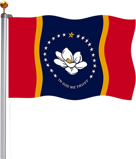 TOPFLAGS New Mississippi State Flag 3x5 Ft-Double Sided Printing- in God We Trust-Magnolia Flag,Double Stitched and Heavy Duty Polyester Fade Resistant 2 Brass Grommets