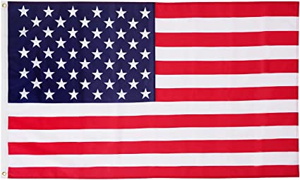 American Flag for Outsides, 3x5 Ft USA Flags, Heavy Duty Fade Resistant Vivid Color US Flags with Canvas Header 2 Brass Grommets and Double Stitched Banner for Home Room Wall Decoration Outside/Inside