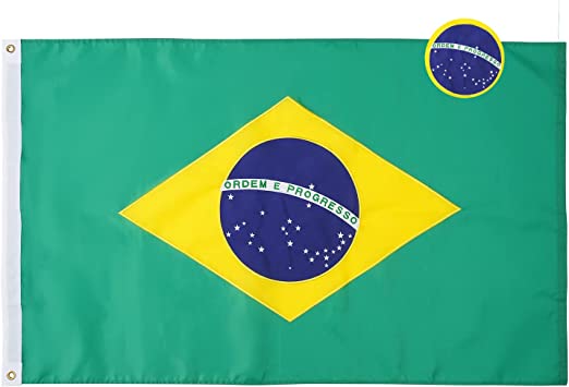 Brazil Flag Embroidered Brazilian National Flags 3x5 Foot Sewn Stripes Heavy Duty Outdoor with Brass Grommets