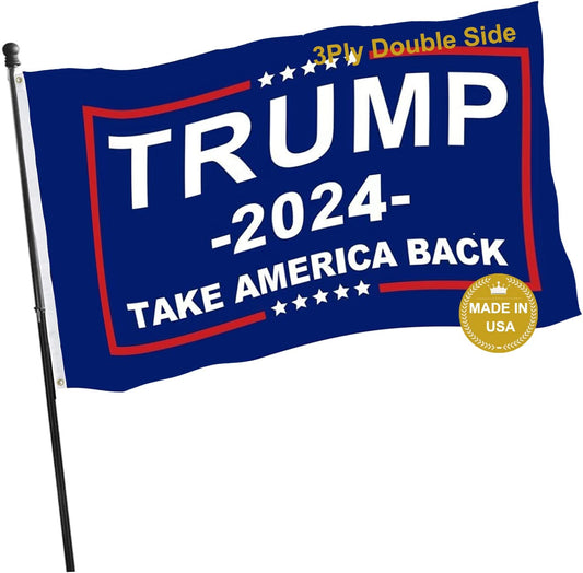 TOPFLAGS Trump Flag Donald Trump 2024 Flags Take America Back President Flag 3Ply Double Side 3 x 5 Outdoor for Room Car Outside (Blue)