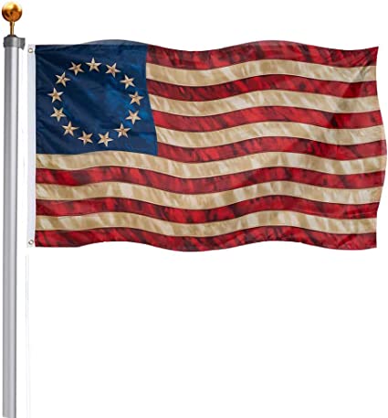 Betsy Ross Flag 3x5 13 Star Colonies American Flag Tea Stained Vintage USA Flags US Decor Banner for Room Outside