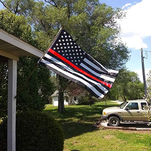 Thin Red Line American Flag 3x5 Ft- Black White Red Stripes American Honoring Firefighter Flags Banner Durable Polyester