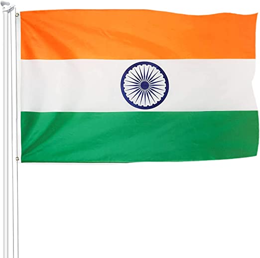 Indian Flag Embroidered India National Flags 3x5 Foot Tricolour Sewn Stripes Heavy Duty Outdoor with Brass Grommets