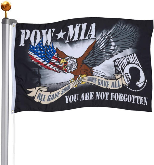 Pow Mia Flag 3x5 Outdoor Eagle - All Gave Some Some Gave All Flags for Prisoner of War Military Army Korean War Veteran