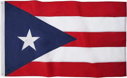 SYII Puerto Rico Flag 4x6 FT, Embroidered Star and Double Stitched Sewn Stripes with 2 Brass Grommets, Durable Polyester Puerto Rican Flags Outdoor Banner, Made in USA