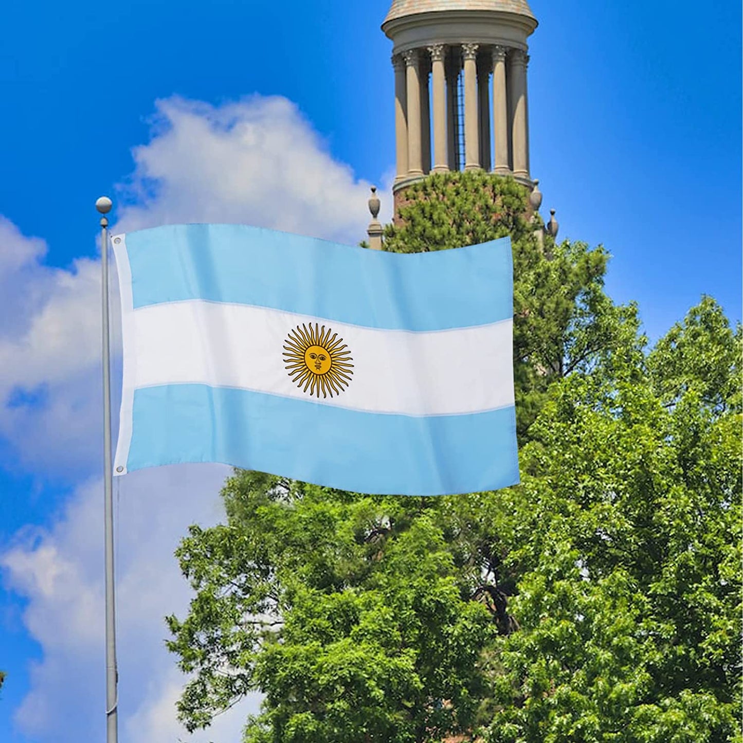 Argentina Flag Embroidered Argentinian National Flags 3x5 Foot Sewn Stripes Heavy Duty Outdoor with Brass Grommets