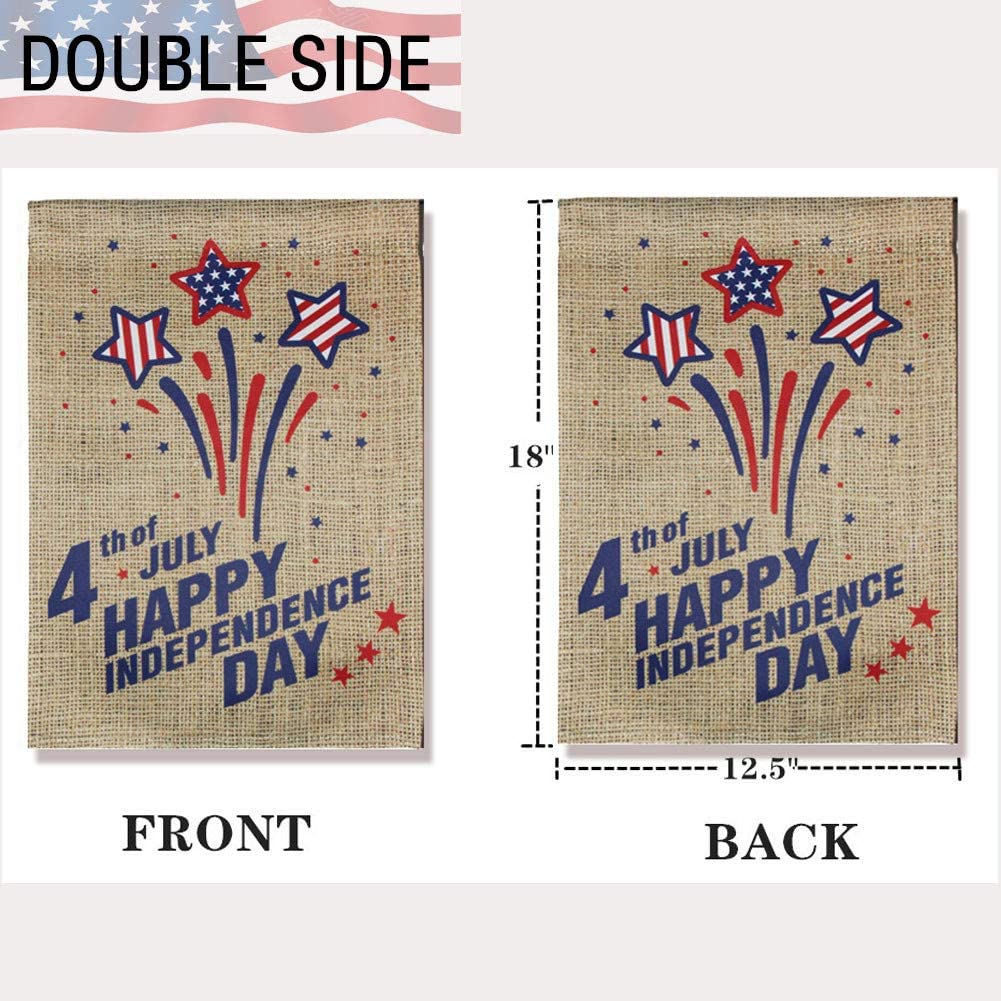 4th of July Garden Flags- American Patriotic Memorial Independence Day House Yard Flag Banner Double Sided Print 12.5" x 18"