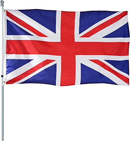 British (UK) Union Jack Flag 3x5 Outdoor- 100% Druable Polyester United Kingdom England Flags Banner with 2 Brass Grommets Vibrant Colors Britain National Flag