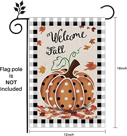 Fall Pumpkin Garden Flags12 x 18 Inch Double Sided for Outdoor Autumn Welcome Decorations Banner Seasonal Farmhouse Yard Decor