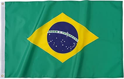 Brazil Brazilian Flag 3x5FT Embroidered Stars Sewn Stripes Heavy Duty Outside Flags with Two Thick Brass Grommets