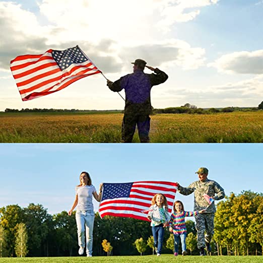 American Flag 2x3 Ft Double Side US Flags - Made in USA - Heavy Duty United State Outdoor USA Flags with 2 Brass Grommets for Outside