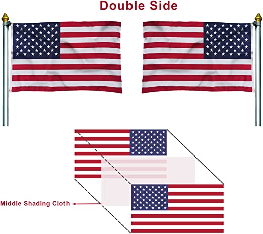 American Flag 2x3 Ft Double Side US Flags - Made in USA - Heavy Duty United State Outdoor USA Flags with 2 Brass Grommets for Outside