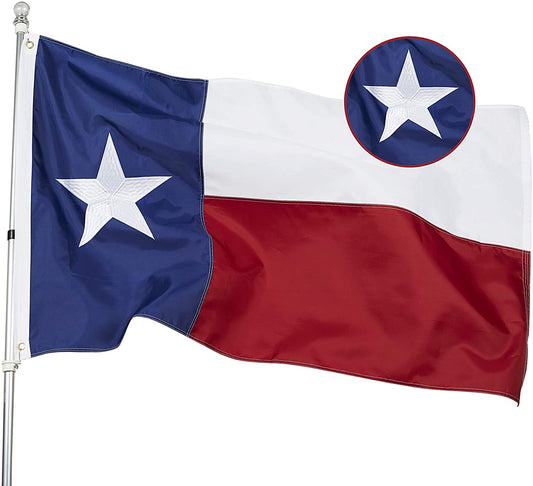 Texas Flag 2x3 Feet - Embroidered Star Sewn Stripes Outdoor Heavy Duty 210D Oxford Nylon Flags Vivid Color - Canvas Header Brass Grommets and 4 Stitch Hemming USA Flag