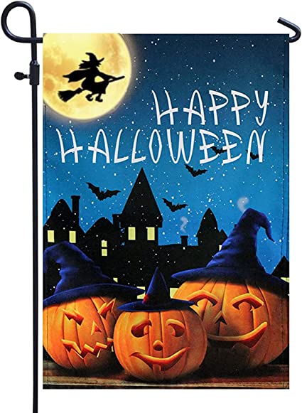 Pack of 2 Happy Halloween Pumpkins Garden Flags 12x18- Double Sided Pumpkin Lantern Yard Flags Banner Halloween Garden Lawn Decorations