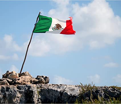 Mexico Flag 3x5 ft Outdoor, Embroidered Double Sided Mexican National Flags Made in USA, Polyester 210D Heavy Duty Bandera Mexicana MX Mexico Flags with 2 Brass Grommets for Outsides House Room Decoration