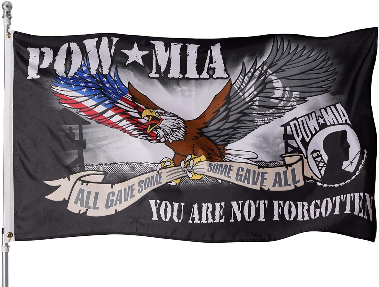 Pow Mia Eagle Flag 3x5 Outdoor- All Gave Some Some Gave All, You are Not Forgotten Flags Banner