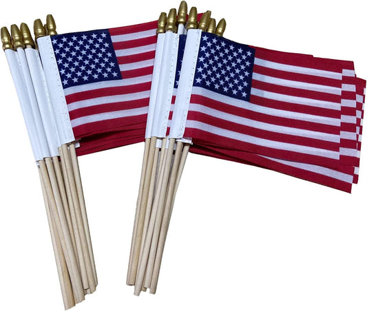 Small American Flags on Stick 50 Packs 4x6 Inch Mini US Flag 4th of July Decorations for Outdoor Outside Hand Held USA Stick Flags Spear Top