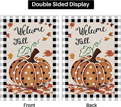 Fall Pumpkin Garden Flags12 x 18 Inch Double Sided for Outdoor Autumn Welcome Decorations Banner Seasonal Farmhouse Yard Decor