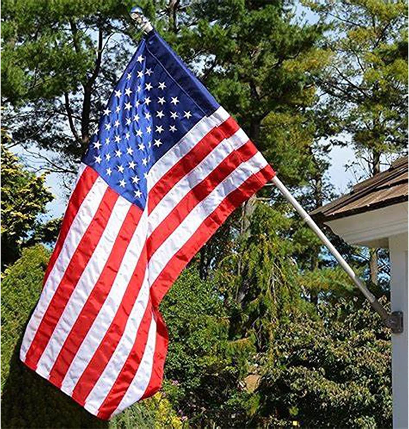 American Flag 3x5 Sleeve Outdoor US Flag - Made in USA Embroidered Stars Durable Nylon Flags with Embroidered Stars, Sewn Stripes