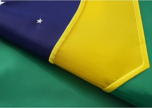 Brazil Flag Embroidered Brazilian National Flags 3x5 Foot Sewn Stripes Heavy Duty Outdoor with Brass Grommets