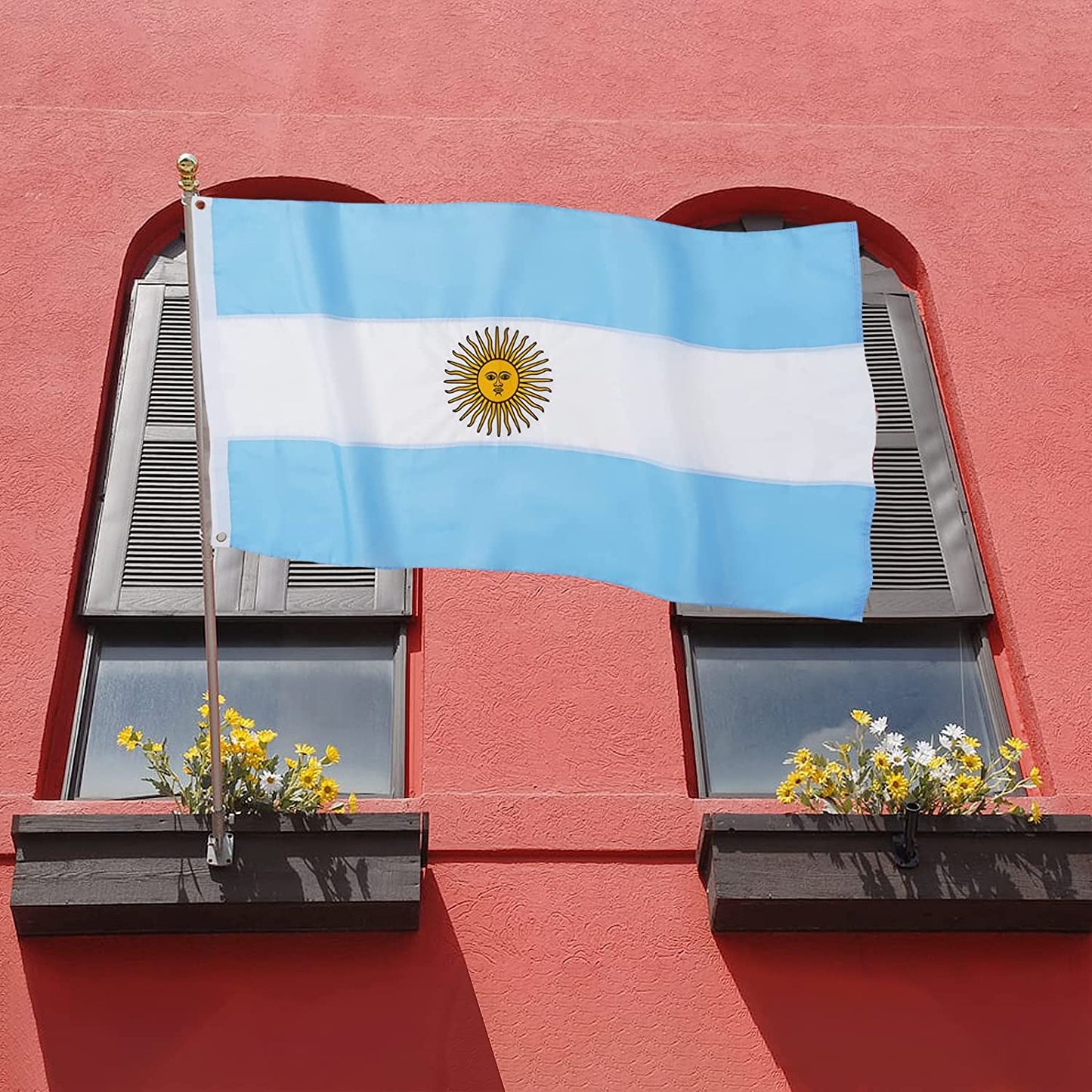 Argentina Flag Embroidered Argentinian National Flags 3x5 Foot Sewn Stripes Heavy Duty Outdoor with Brass Grommets