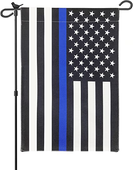 Thin Blue Line Flag Garden Flags 12x18 Inch Double Side Police Flag Blue Lives Matter Back First Responder