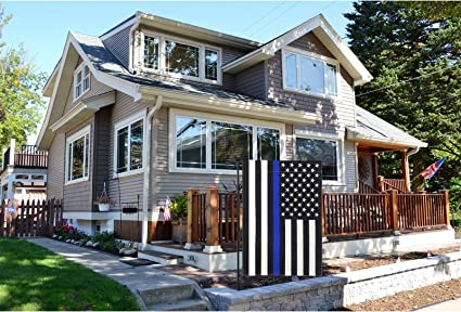 Thin Blue Line Flag Garden Flags 12x18 Inch Double Side Police Flag Blue Lives Matter Back First Responder