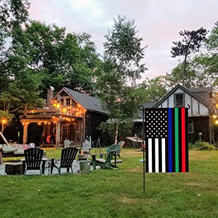 Thin Blue Green and Red Line Garden Flag - Double Sided Support Military Fire Police 12.5 x 18 Inch - Blue Line American Flags Honoring Law Enforcement Officers Yard Outdoor Decor Banner