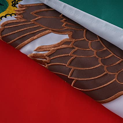 Mexico Flag 3x5 ft Outdoor, Embroidered Double Sided Mexican National Flags Made in USA, Polyester 210D Heavy Duty Bandera Mexicana MX Mexico Flags with 2 Brass Grommets for Outsides House Room Decoration