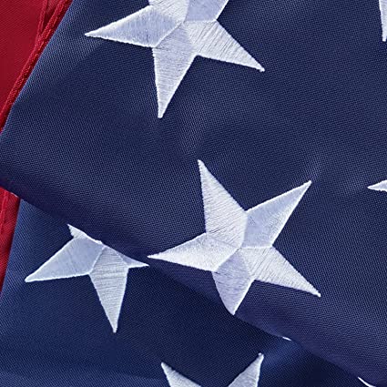 American Flag US Flags 3x5 Outdoor Made in USA High Wind Heavy Duty Outside Embroidered Stars All Weather Durable Nylon Sewn Stripes with Brass Grommets