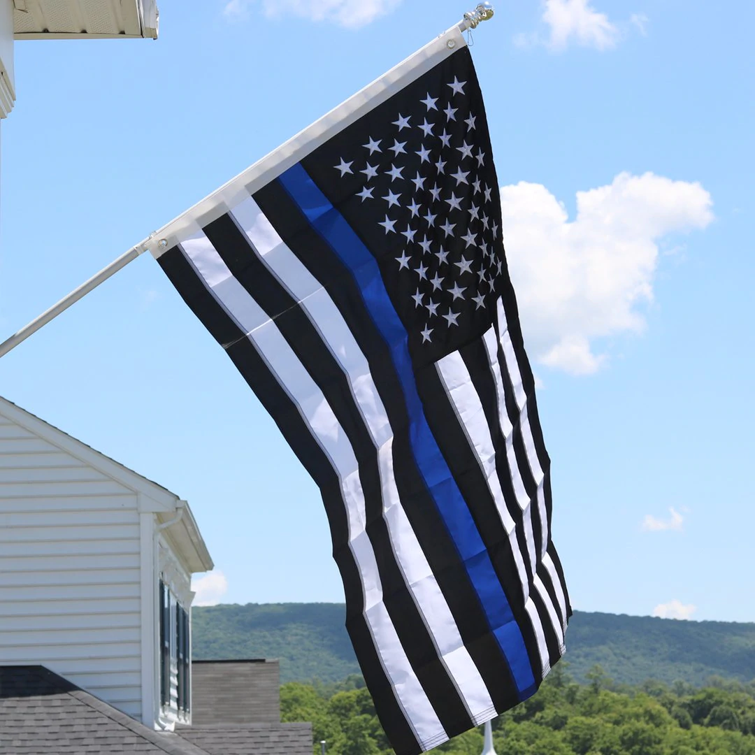 Thin Blue Line Flags 2x3 Outdoor Made in USA - Embroidered Stars Police Flag, Heavy Duty Back The Blue Flag Stripe Blue Line Lives Matter Flags Banner with 2 Brass Grommets