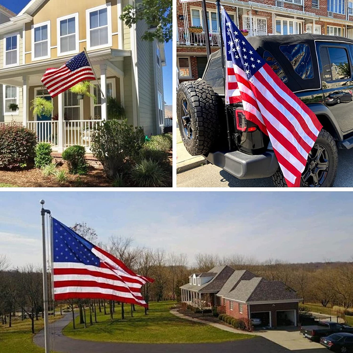 American Flag 4x6 Embroidered Stars USA Flags and Texas Flag 3x5 Outdoor Bundle